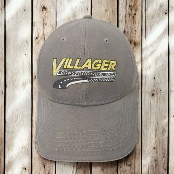Villager Construction Strapback Cap Hat Trucker Baseball Embroidered Road Work - Picture 1 of 14